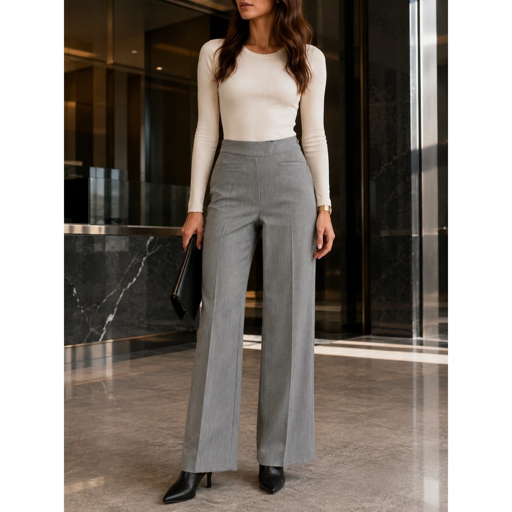 Cache Vintage made in USA High Rise Straight Leg Dress Pants Womens 2 Gray